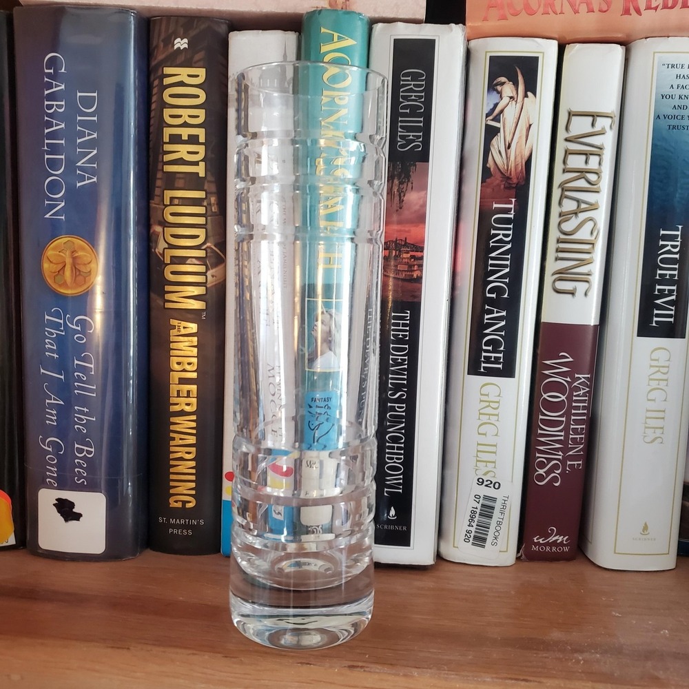 Tiffany & Co Clear Glass Etched Geometric Bud Vase‎ Tall Home Decor Display